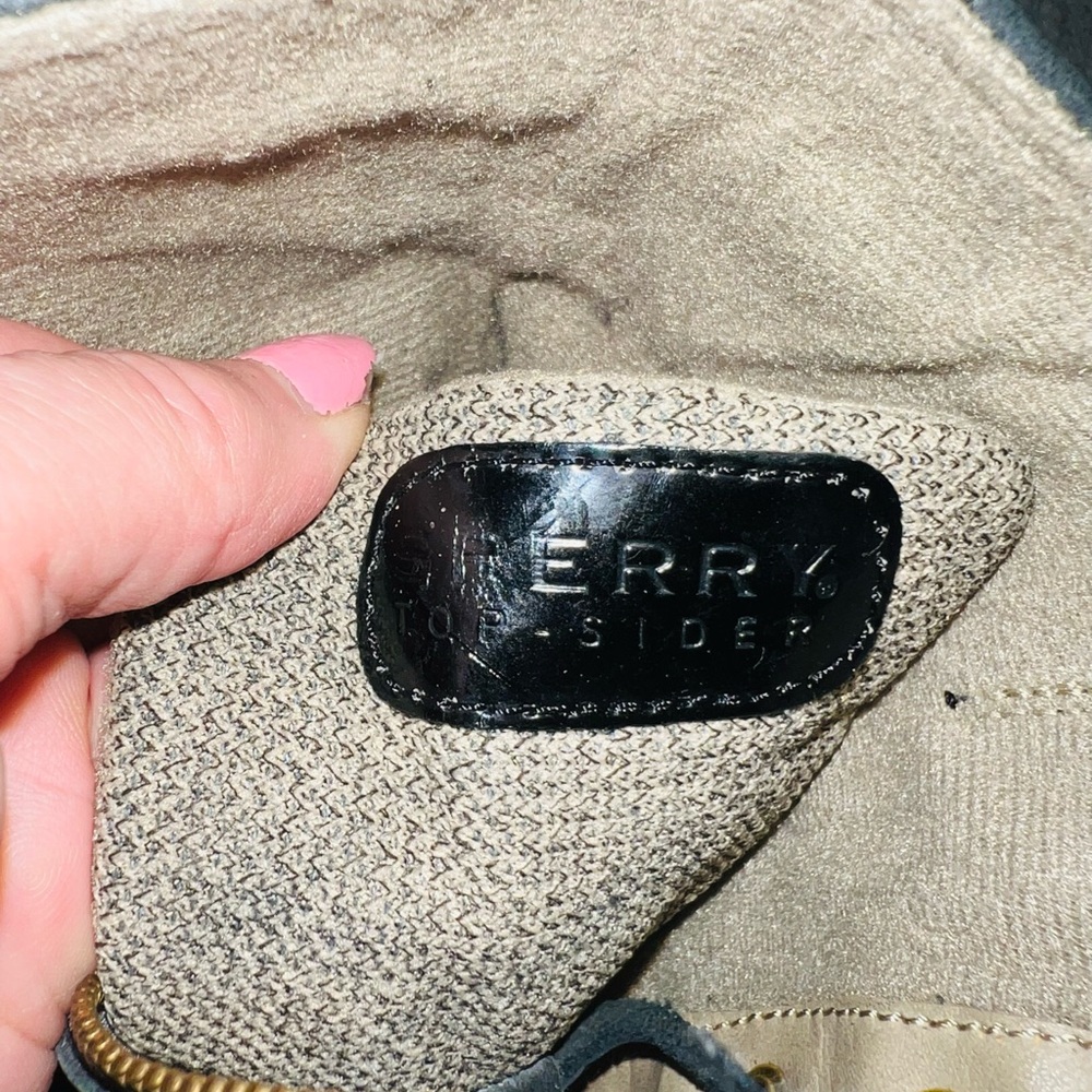 Sperry Black Boots with Beige Detail Zip up and Buckle Size 7.5 - Picture 6 of 8